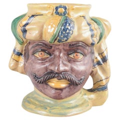 Salvatore Judici, Caltagirone. Terracotta vase shaped as a male head with turban