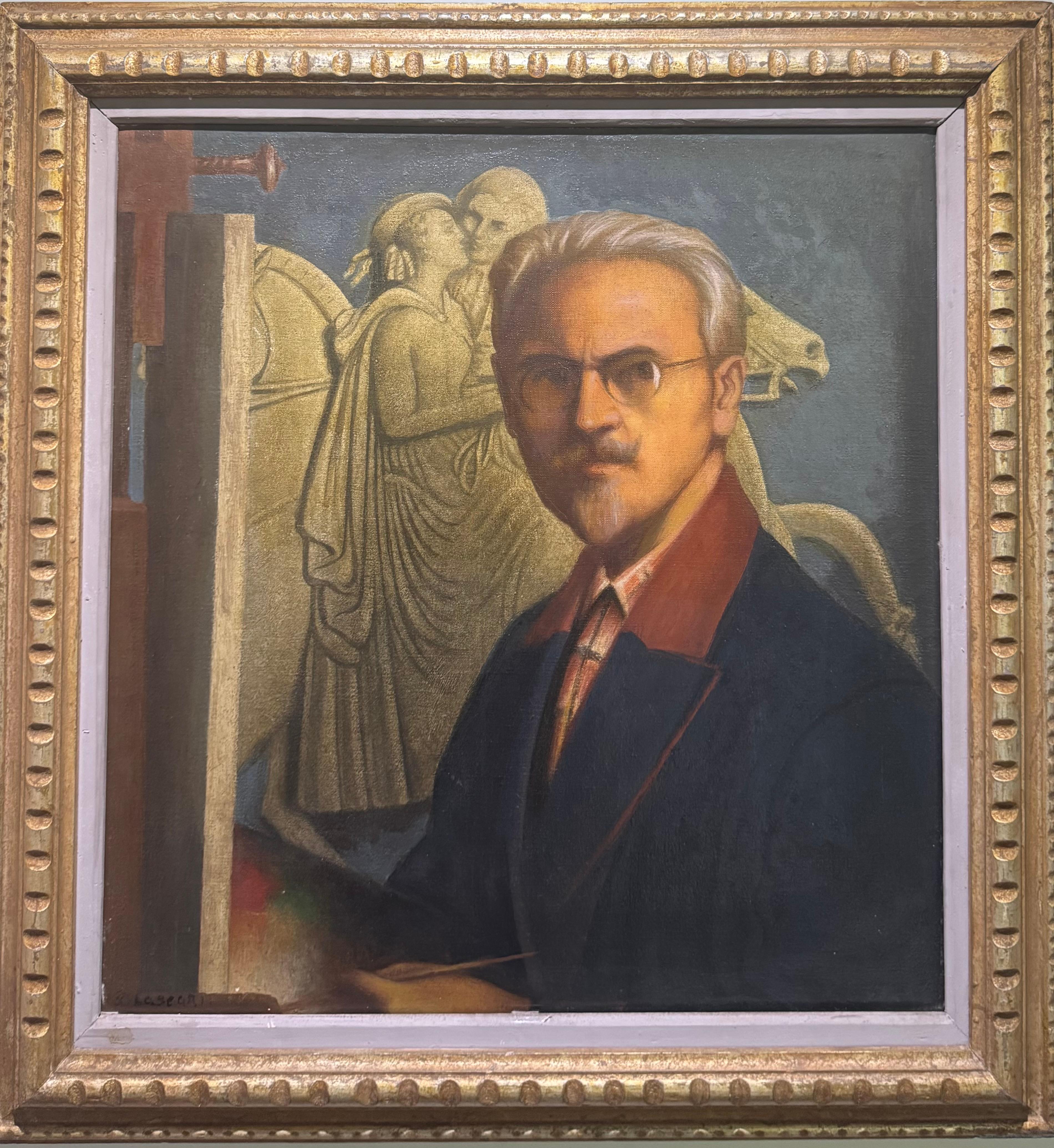 Amerikanischer Realist SELF PORTRAIT Gemälde Whitney Museum Smithonian – Painting von Salvatore Lascari