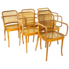 Antique Salvatore Leone Thonet Style Mid Century Bentwood & Cane Dining Chairs, Set of 6