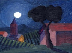Chiaro di luna, scena del Notturno di Salvatore Mangione Salvo (1947-2015), Olio su tela