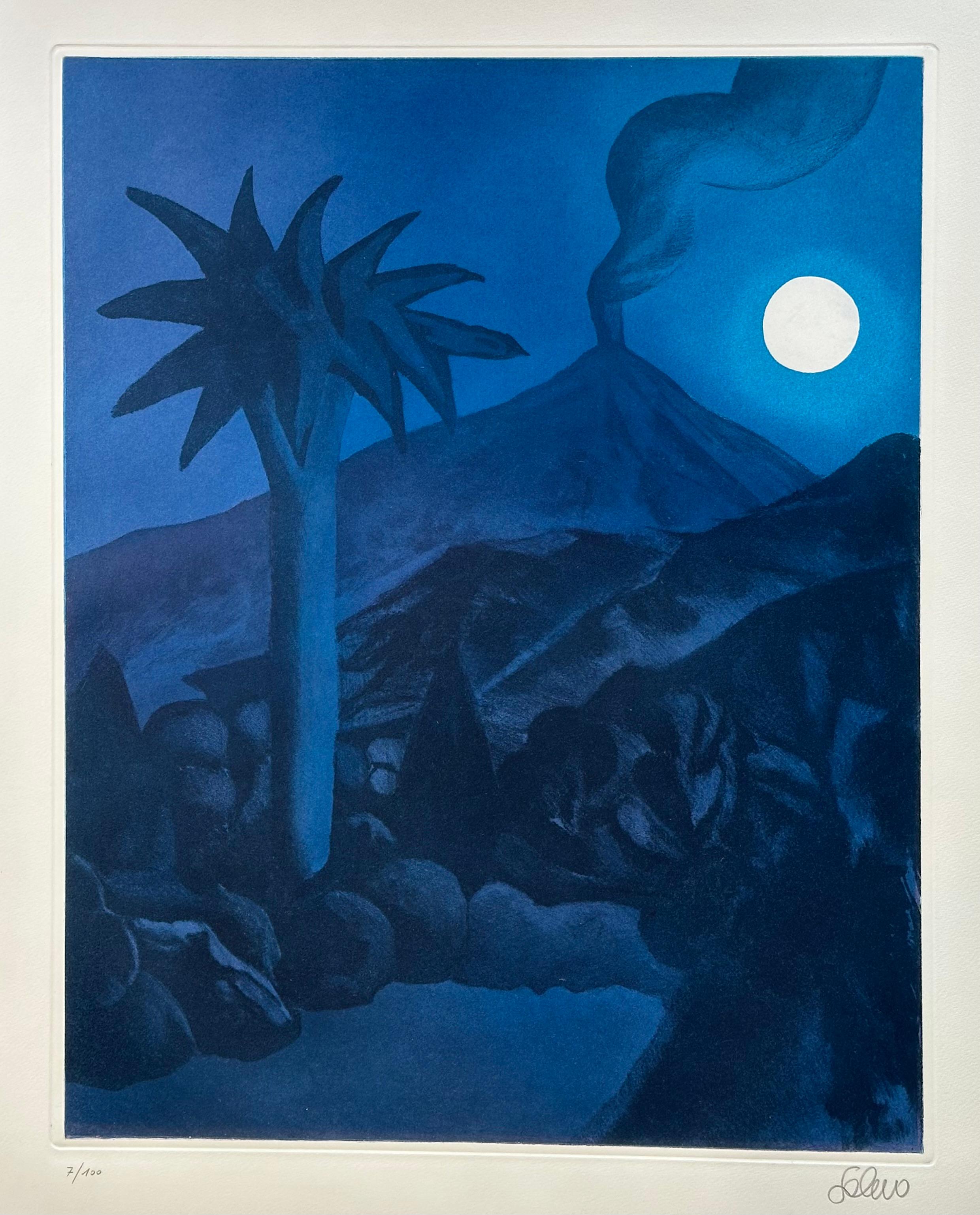 SALVO, Nocturno,  Aguatinta en color