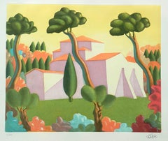 SALVO, Paisaje,  Aguatinta en color