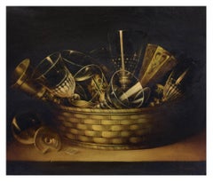 GLASSES' S COMPOSITION- In the Manner of Dutch Baroque - Oil on Canvas Painting