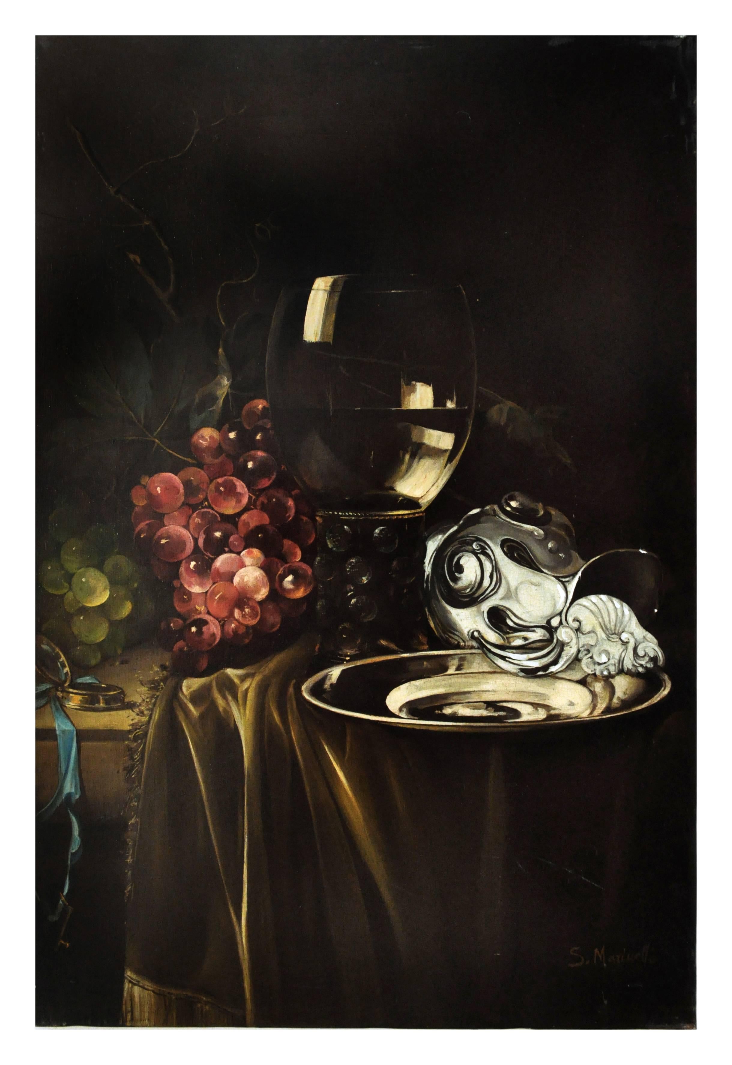 STILL LIFE –  Italienisches Gemälde der niederländischen Schule des Barock – Öl auf Leinwand – Painting von Salvatore Marinelli
