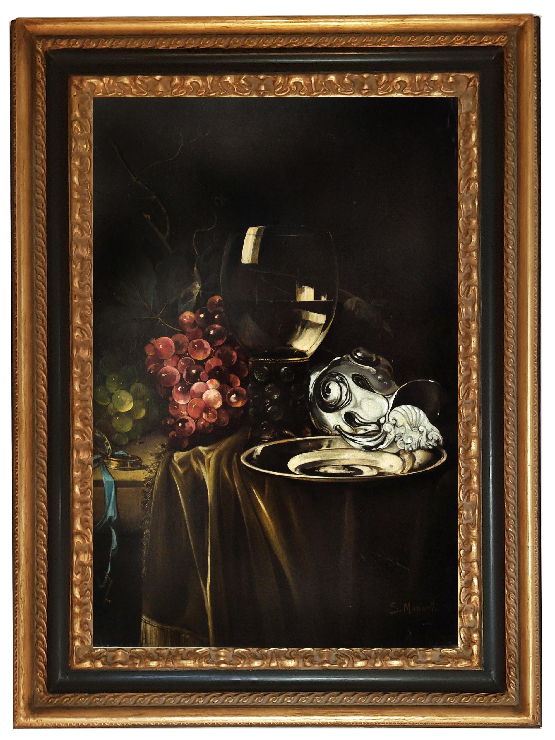 Still-Life Painting Salvatore Marinelli - STILL LIFE -  École baroque hollandaise - Huile sur toile Peinture italienne