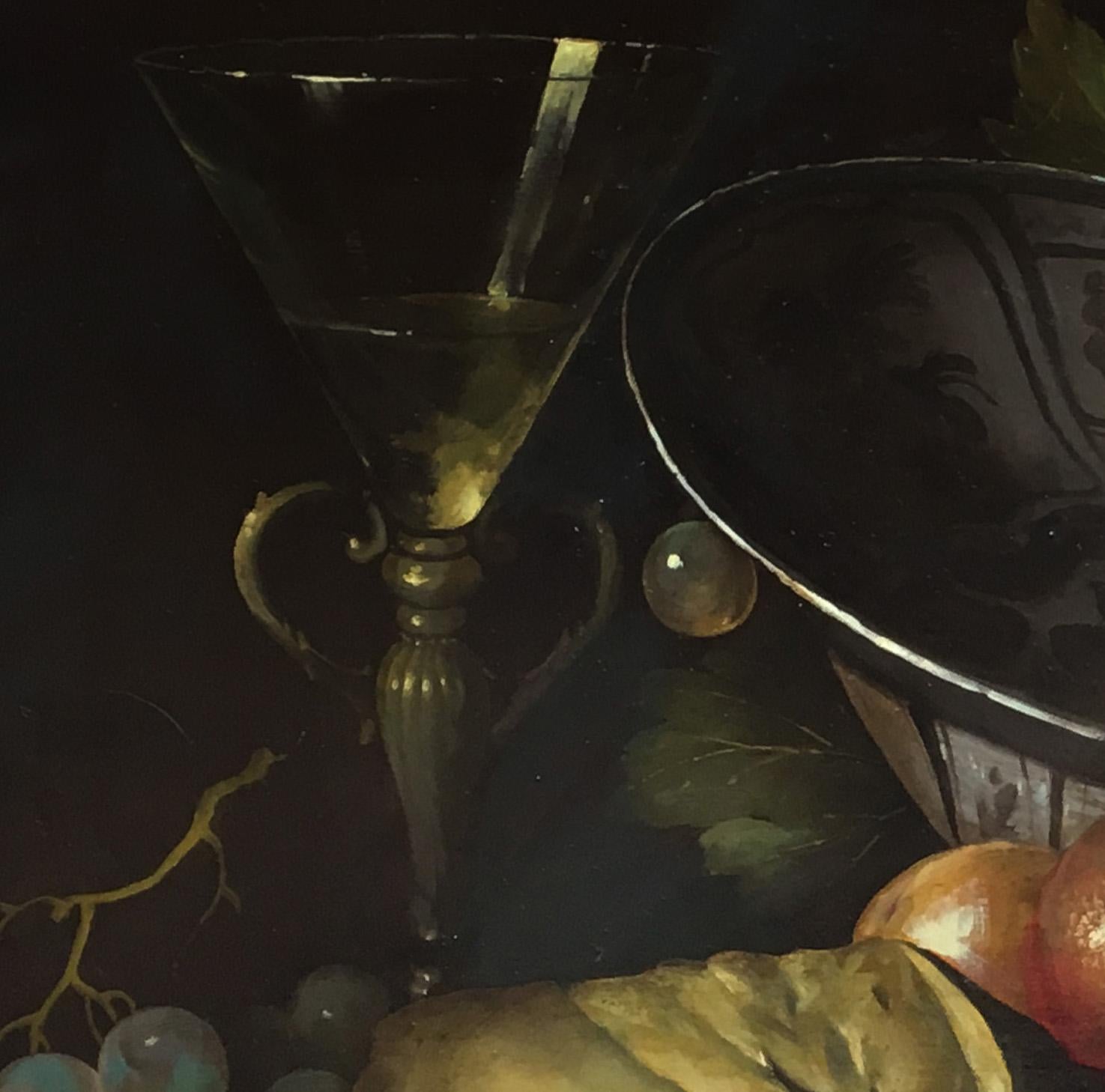 Nature morte - Ecole Flemish - Peinture italienne à l'huile sur toile - Noir Still-Life Painting par Salvatore Marinelli