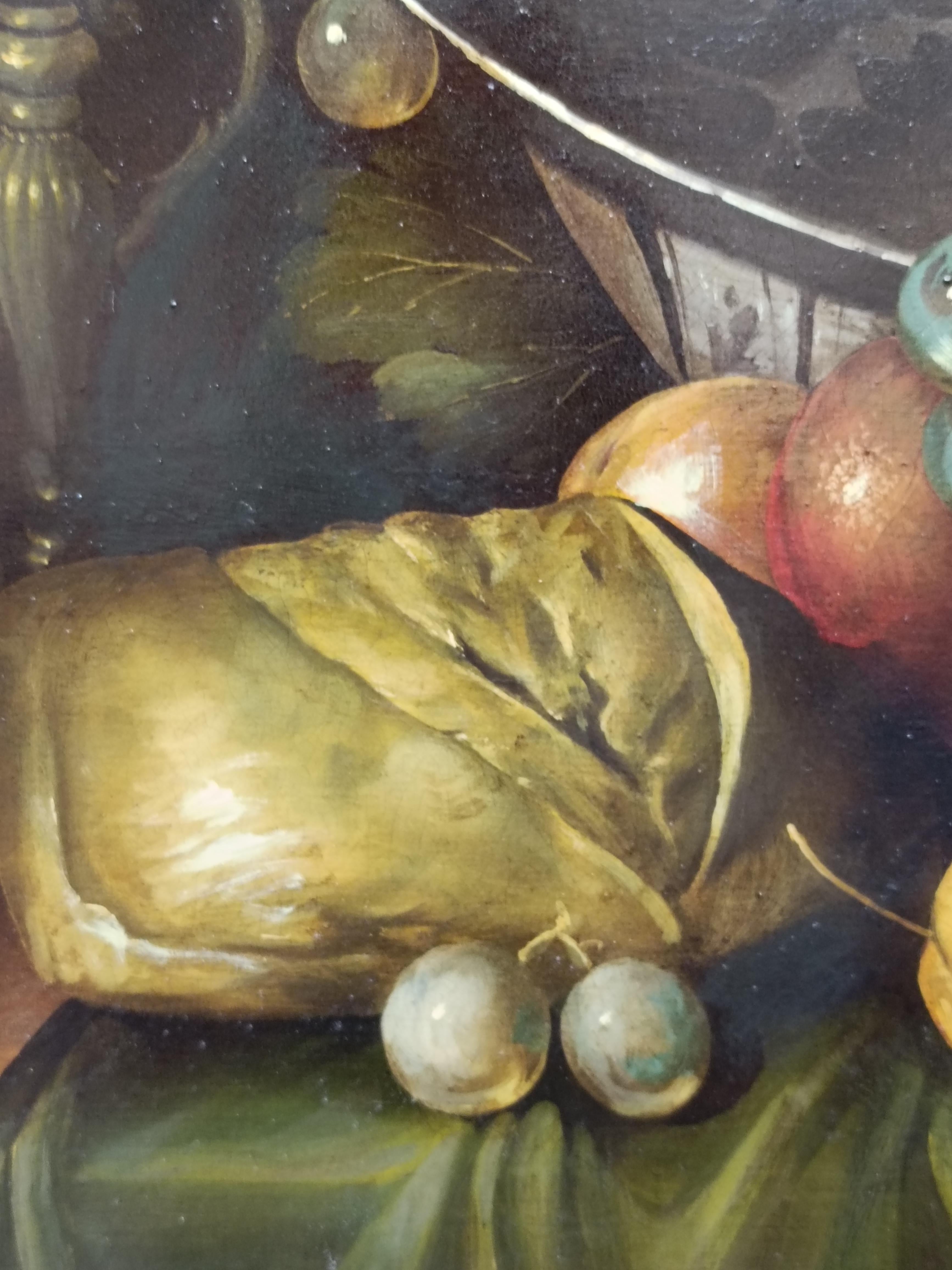 STILL LIFE - Flämische Schule -Italienisches Öl auf Leinwand Gemälde im Angebot 5