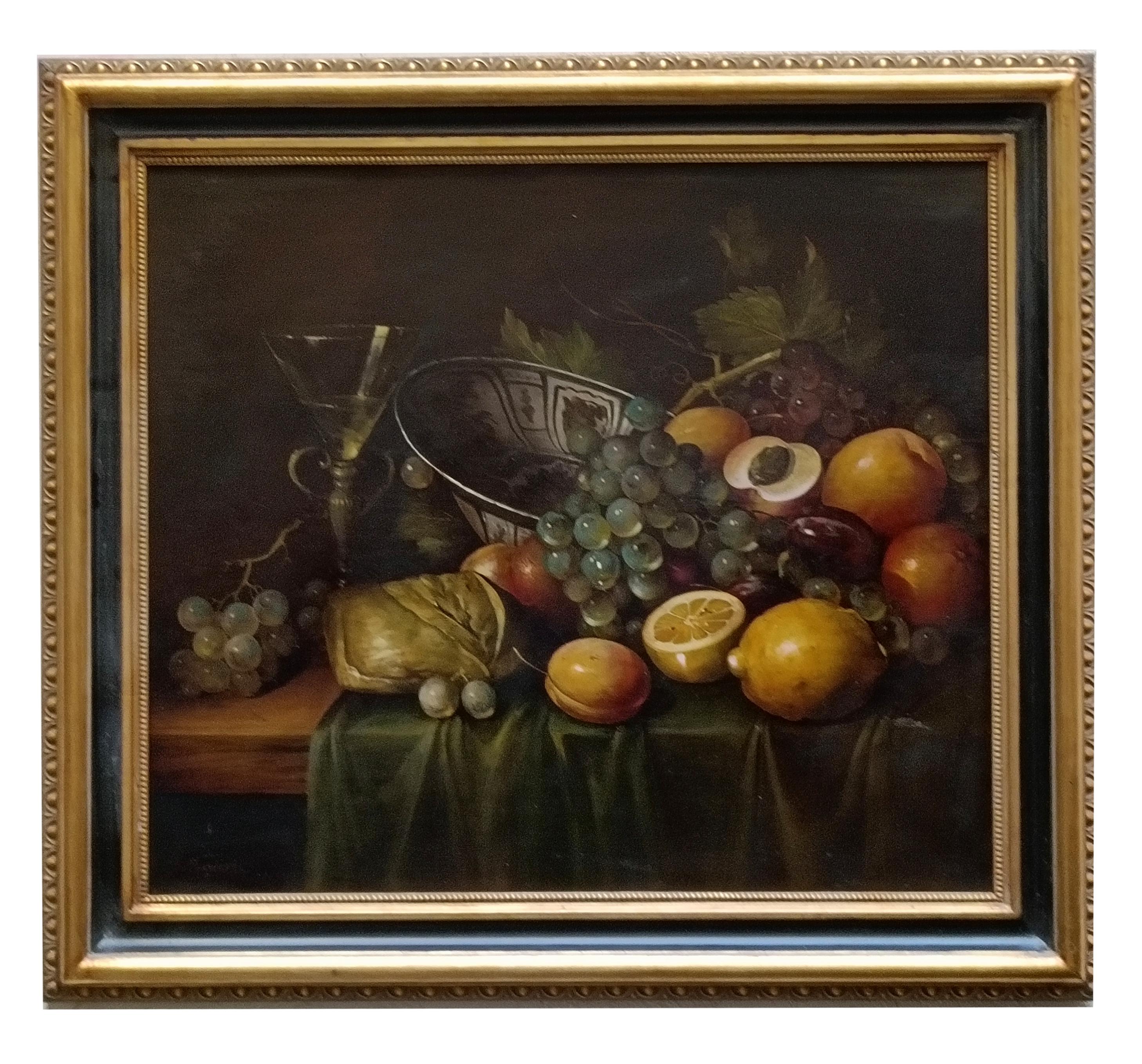 STILL LIFE - Flämische Schule -Italienisches Öl auf Leinwand Gemälde