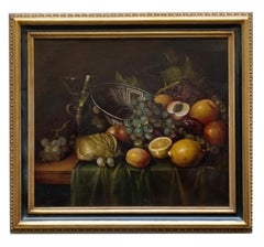 STILL LIFE - Flemish School -Italian Oil on Canvas Painting