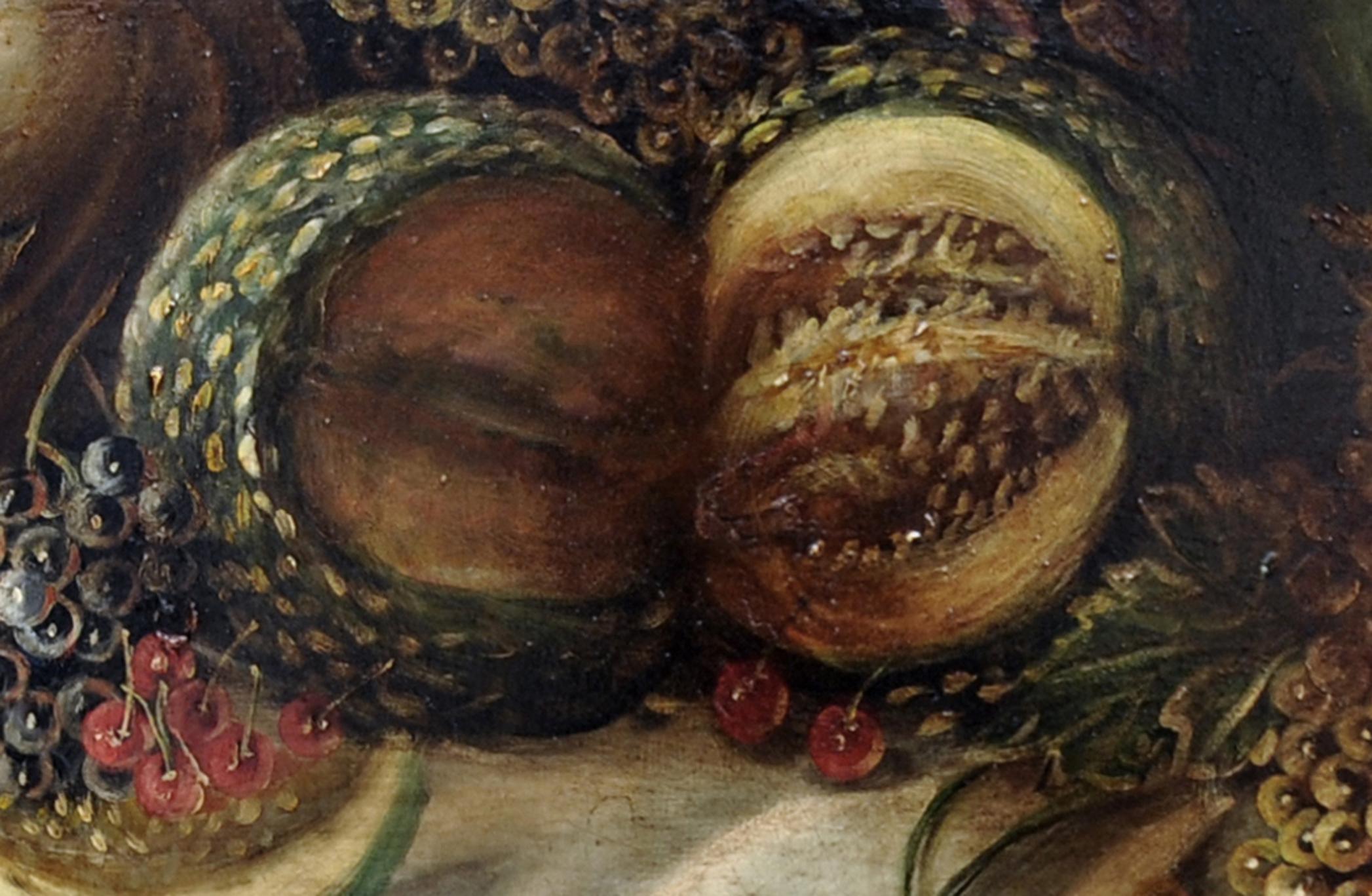 STILL LIFE - Neapolitan School - Italian Oil on Canvas Painting - Black Still-Life Painting by Salvatore Marinelli