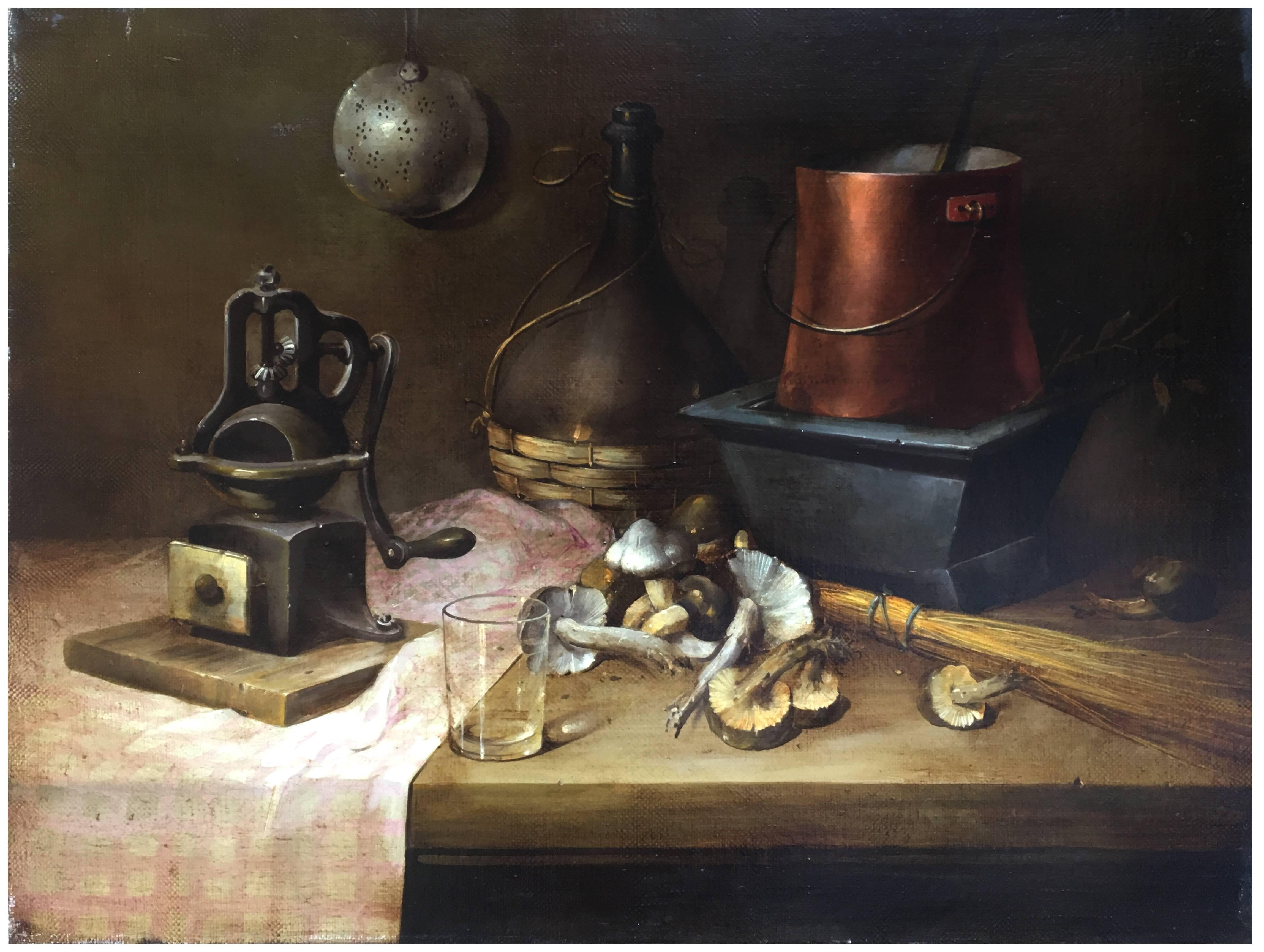 Stillleben – Salvatore Marinelli, Öl auf Leinwand, Italienisches Gemälde im Angebot 1