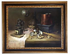 Vintage STILL LIFE - Salvatore Marinelli - Oil on Canvas Italian Painting