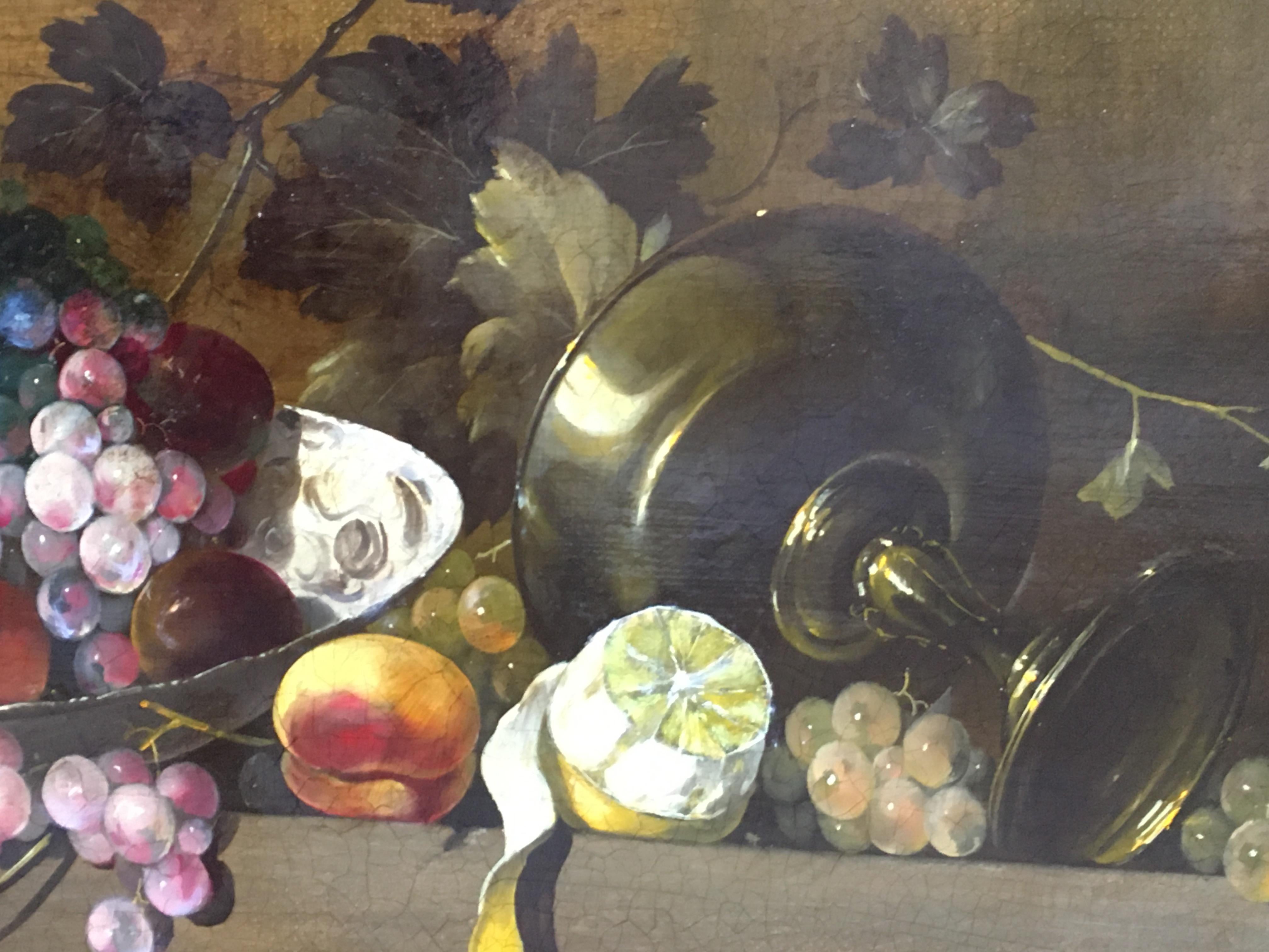Peinture à l'huile sur toile italienne baroque - Salvatore Marinelli School - STILL LIFE en vente 9