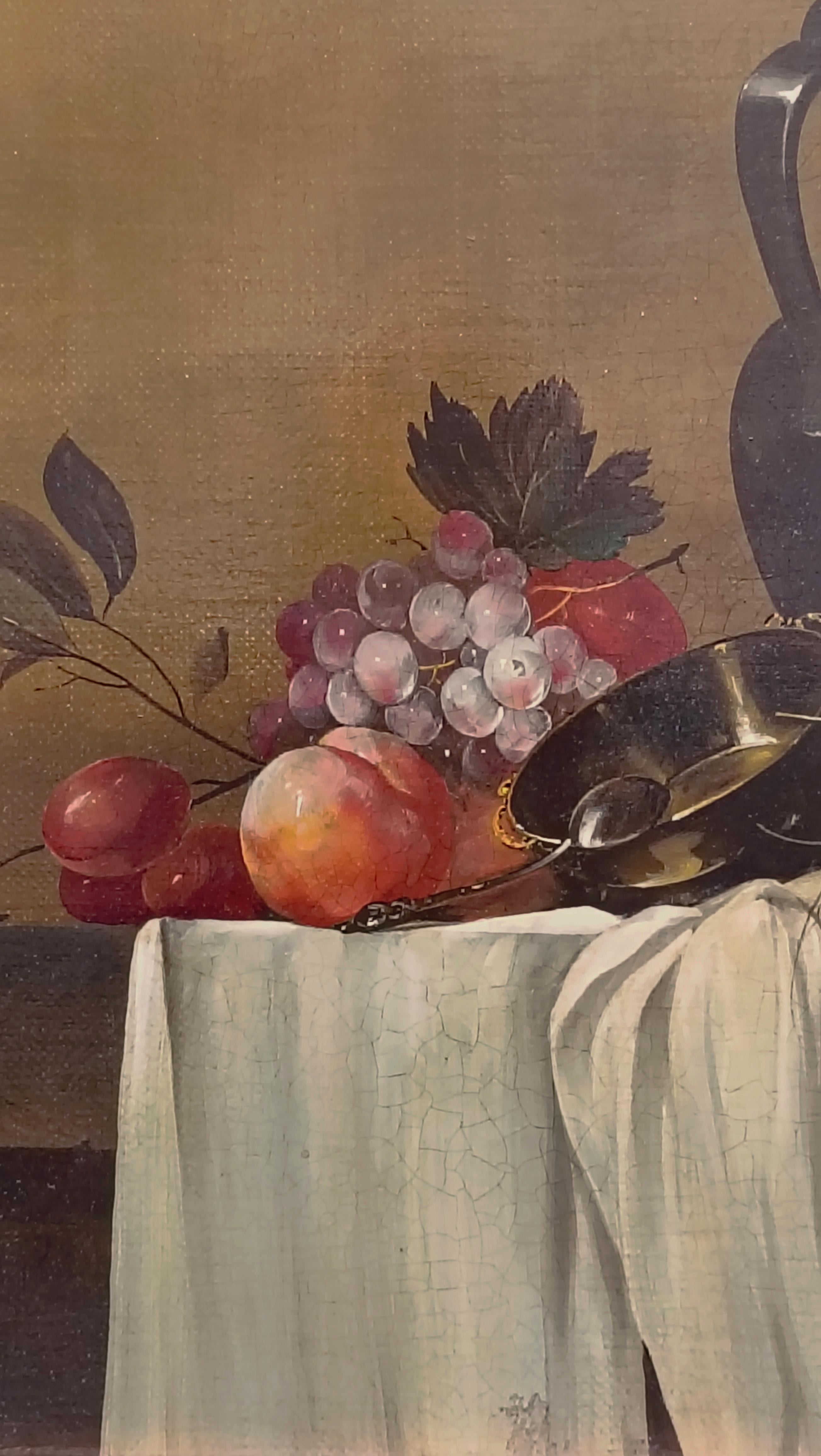 VIDA TRANQUILA - Escuela Salvatore Marinelli Barroco - Óleo sobre Lienzo Pintura Italiana en venta 16