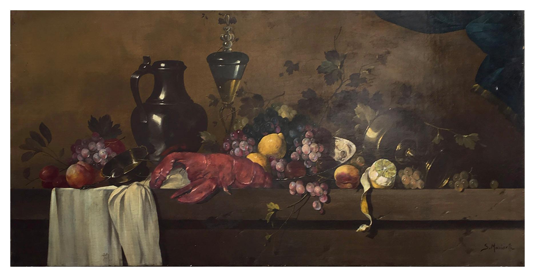 Peinture à l'huile sur toile italienne baroque - Salvatore Marinelli School - STILL LIFE en vente 1