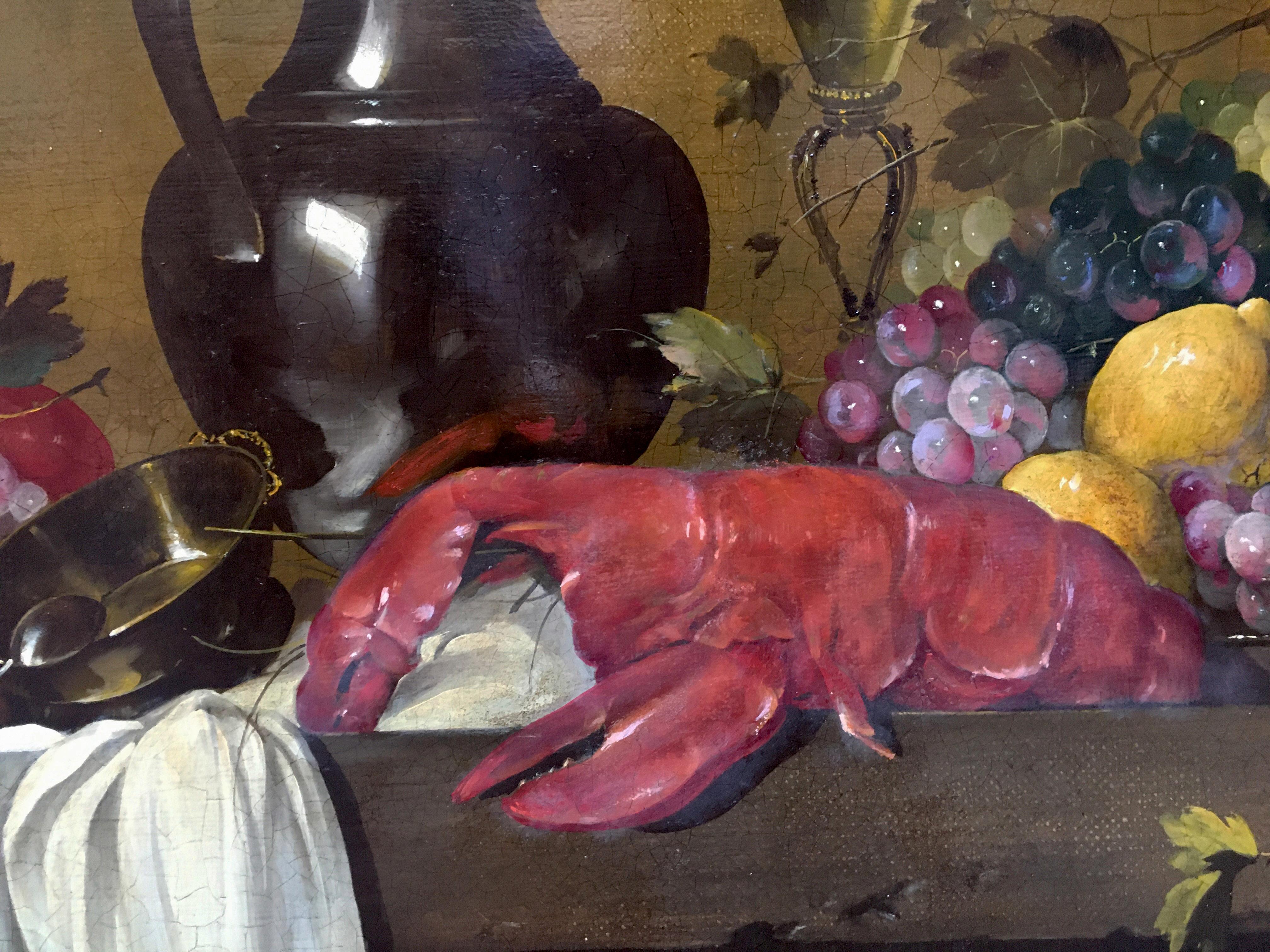 Peinture à l'huile sur toile italienne baroque - Salvatore Marinelli School - STILL LIFE en vente 3