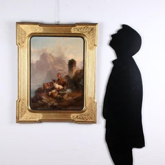 Paysage avec personnages et troupeaux, XIXe siècle