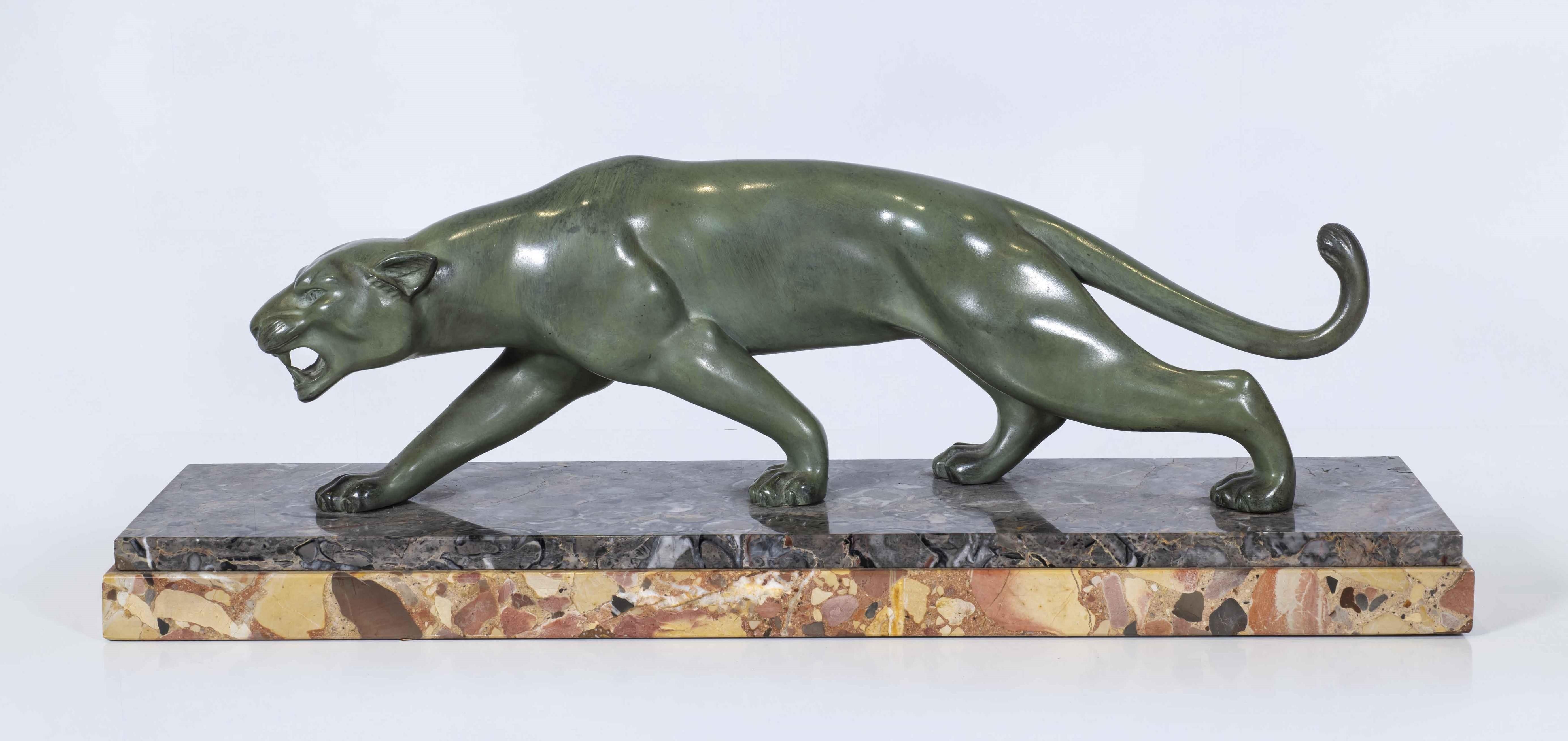 Salvatore Melani  Figurative Sculpture - Art Deco Bronze Panther