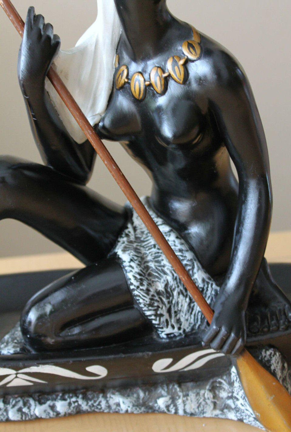 Salvatore Melani Escultura Lámpara de Acento Mujer Francia Años 20 Art Decó Terracota Policromado en venta