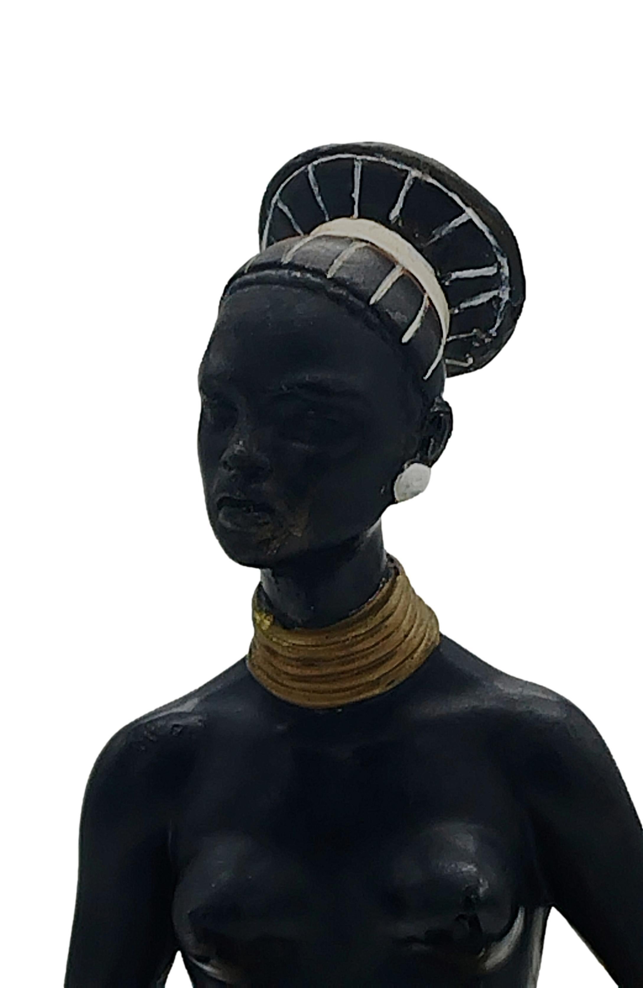 Italian Salvatore Melani,  Sculpture depicting Kneeling African Woman, Italy c. 1930