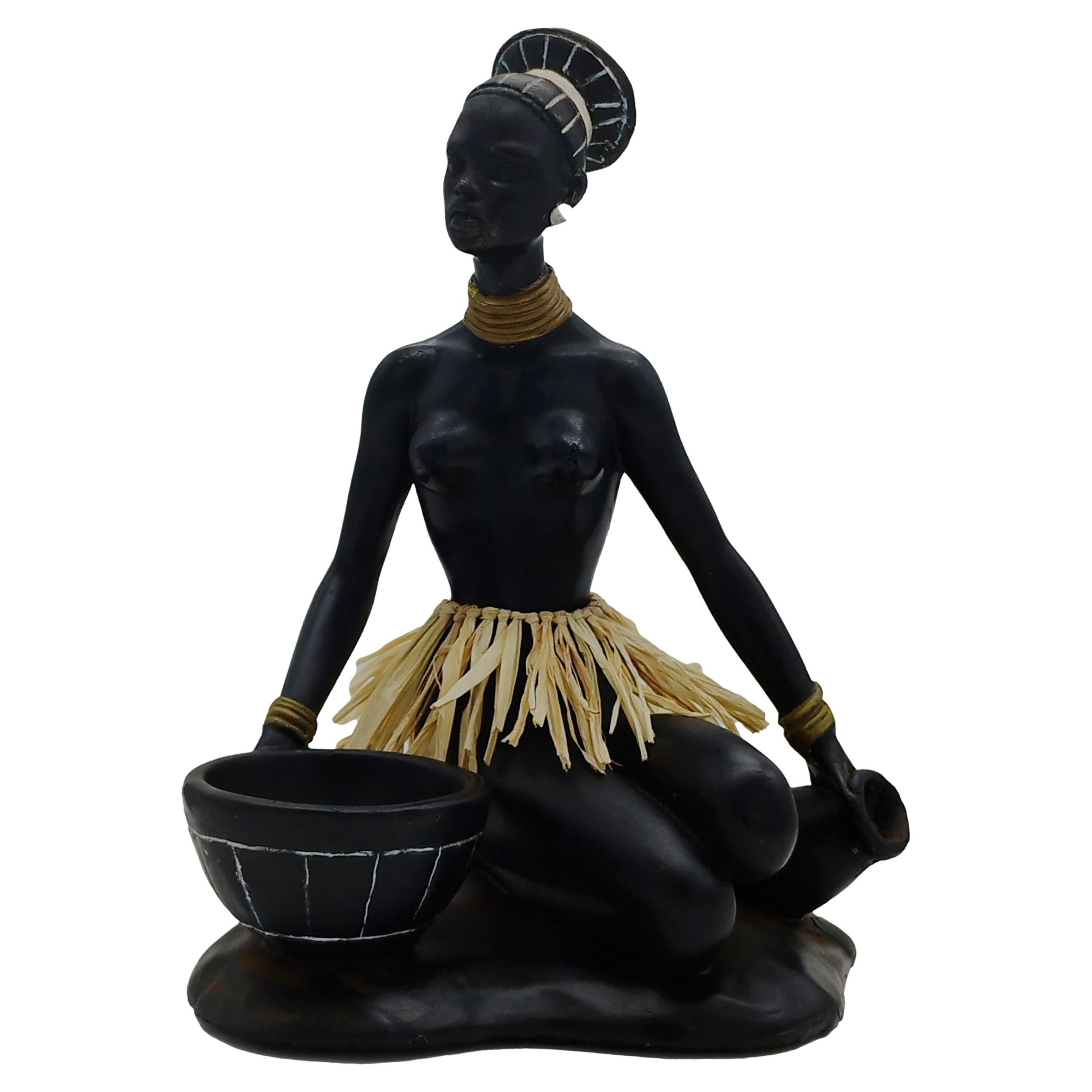 Salvatore Melani,  Sculpture depicting Kneeling African Woman, Italy c. 1930