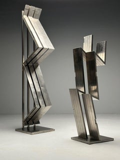 Salvatore Messina, italiano de mediados de siglo, escultura abstracta, acero, años 70
