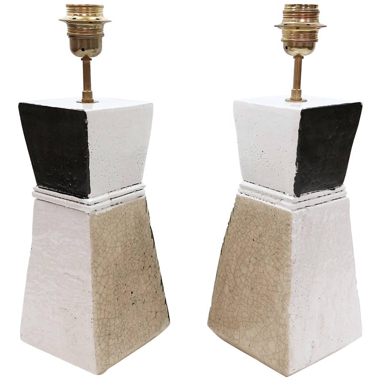 Salvatore Parisi, Pair of Ceramic Table Lamp Bases at 1stDibs