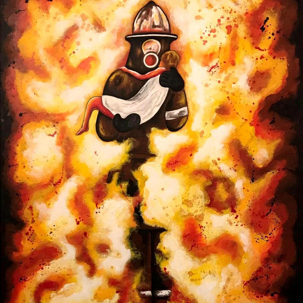 Hombre de fuego es una pintura acrílica original realizada por el artista italiano Salvatore Petrucino en 2016.

Firmado a mano en la parte inferior derecha. La técnica, las dimensiones y la fecha están escritas en el reverso. 

Excelentes