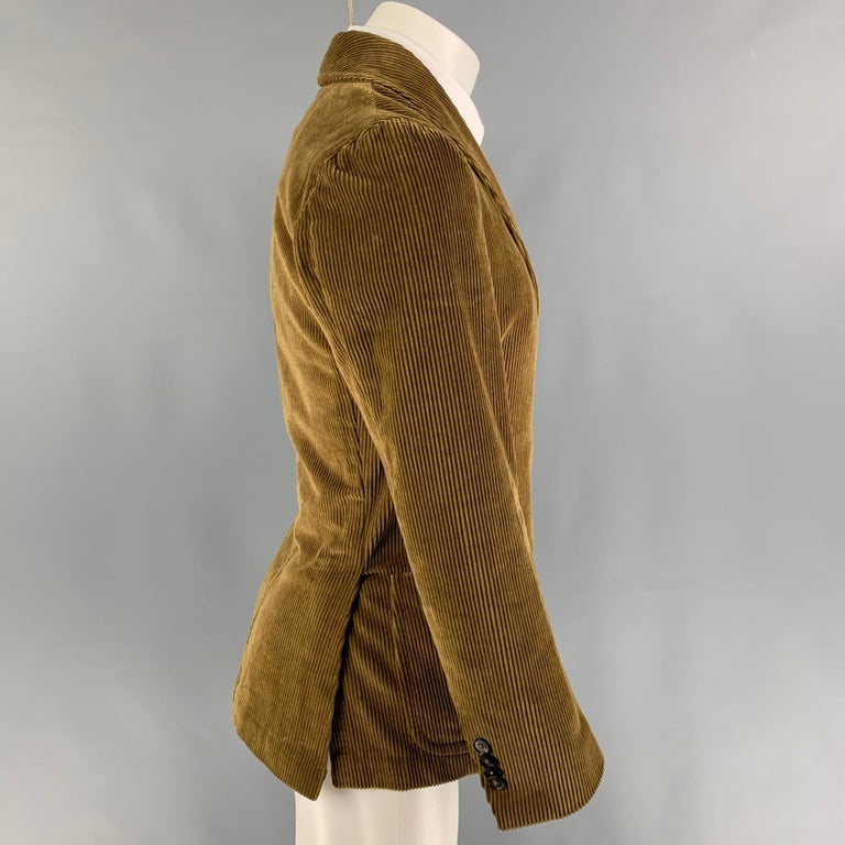 SALVATORE PICCOLO Size 36 Tan Corduroy Cotton Single Breasted