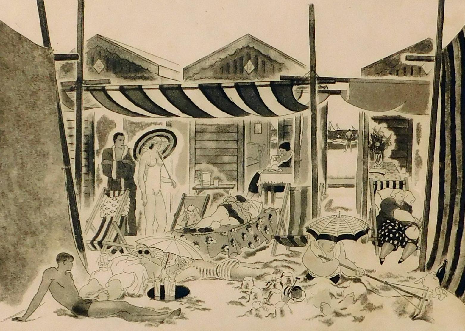 Salvatore Pinto Original Aquatint and Etching “Beach Houses” For Sale 1
