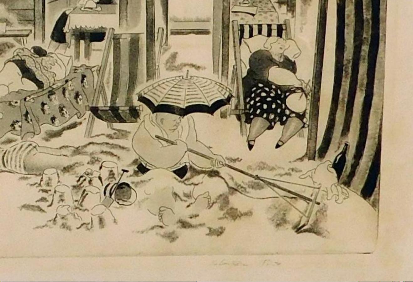 Salvatore Pinto Original Aquatint and Etching “Beach Houses” For Sale 3