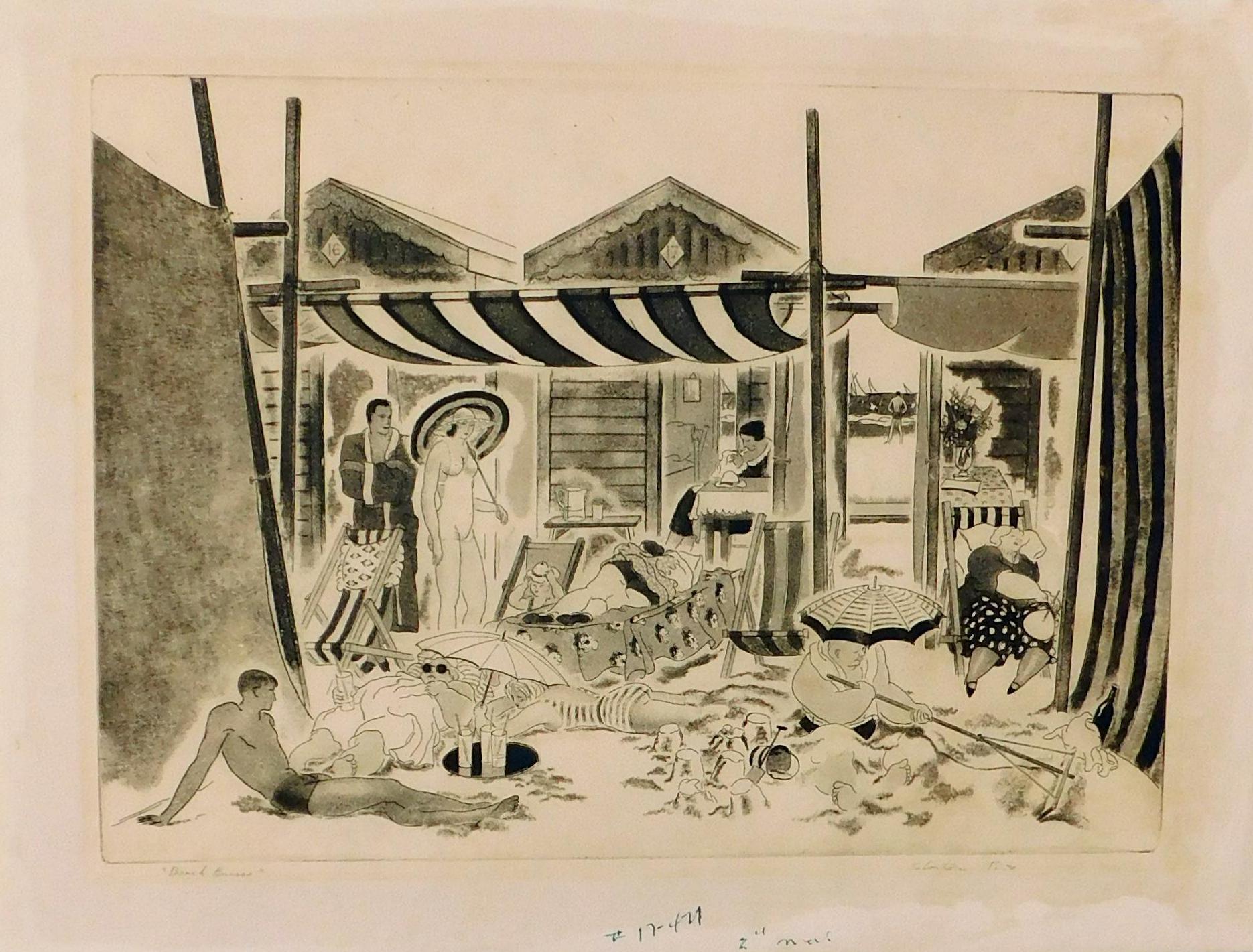 Salvatore Pinto Original Aquatint and Etching “Beach Houses” For Sale 4