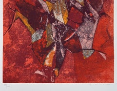 Composición Abstracta Roja - Serigrafía de Salvatore Provino - 1991