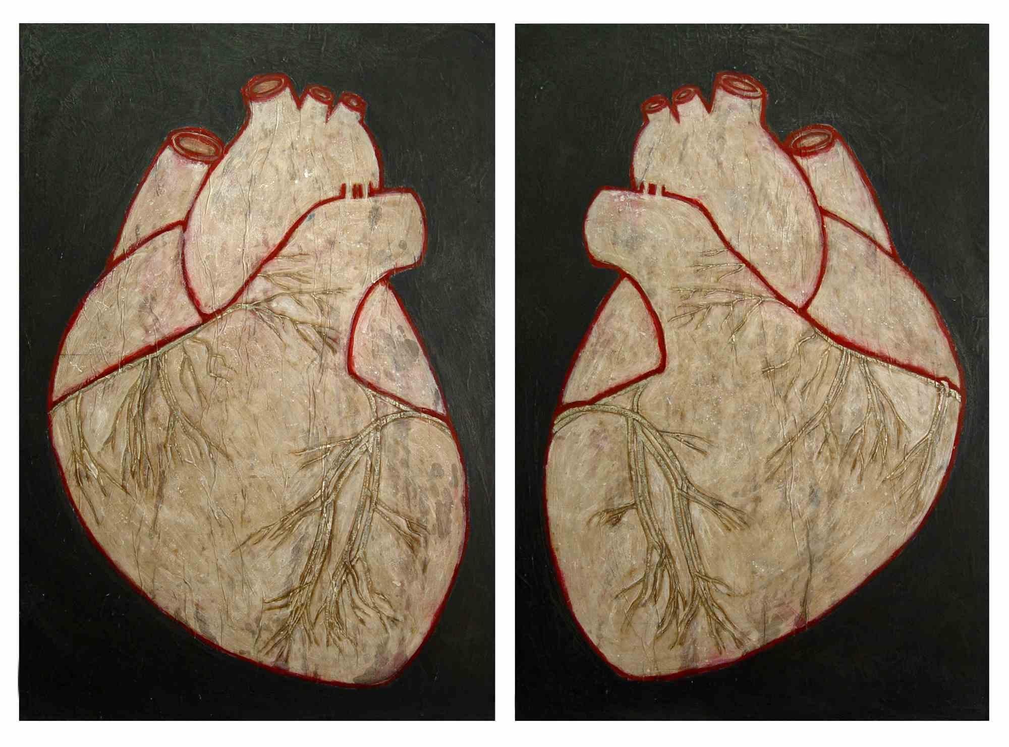 Face to Face (Hearts) is an original painting realized by the Italian artist Salvatore Travascio in 2012.

This beautiful artwork is a diptych in acrylic paint and silver on paper on a wooden support. Hand-signed. Perfect conditions.

What has
