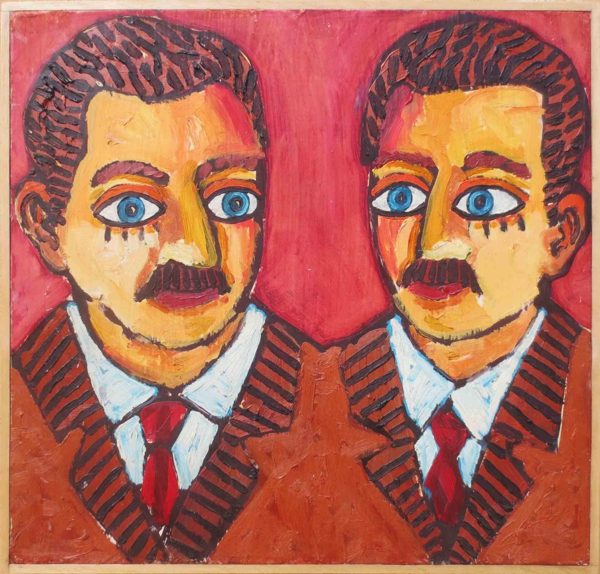 "Gemelli" (Gemelos) es una pintura al óleo sobre madera realizada en 1990. Enmarcado con palo de madera. Firmado a mano en el reverso. Muy buen estado.

