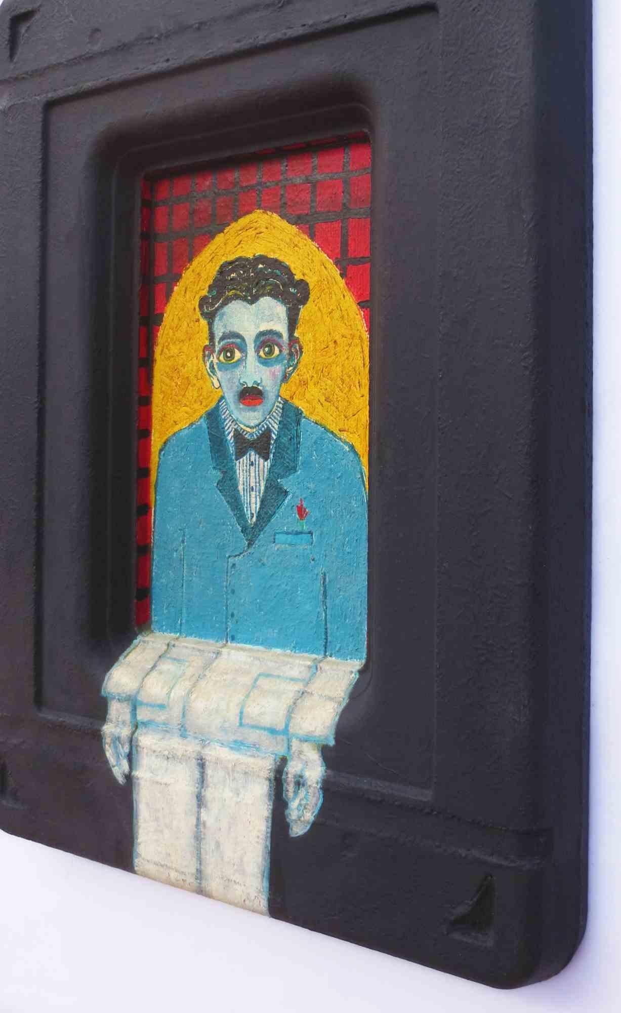 Ritratto di un Uomo Comune – Ölgemälde von Salvatore Travascio – 1991 im Angebot 1