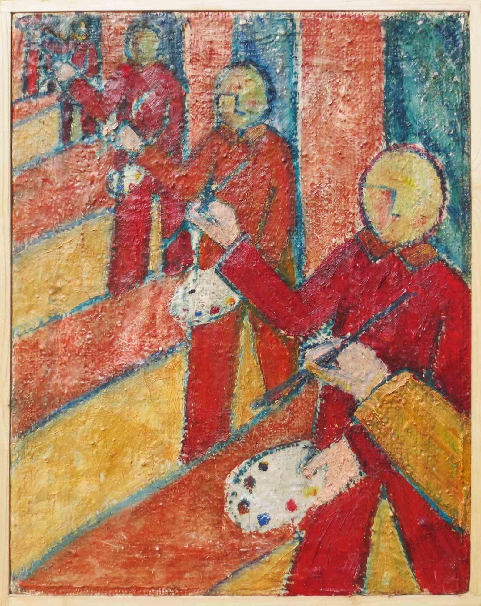 Oil painting on canvas mounted on a wooden frame, without frame. Good conditions

