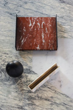 Salvatori Balancing Pen Holder in Calacatta Vagli and Brass by Studiocharlie