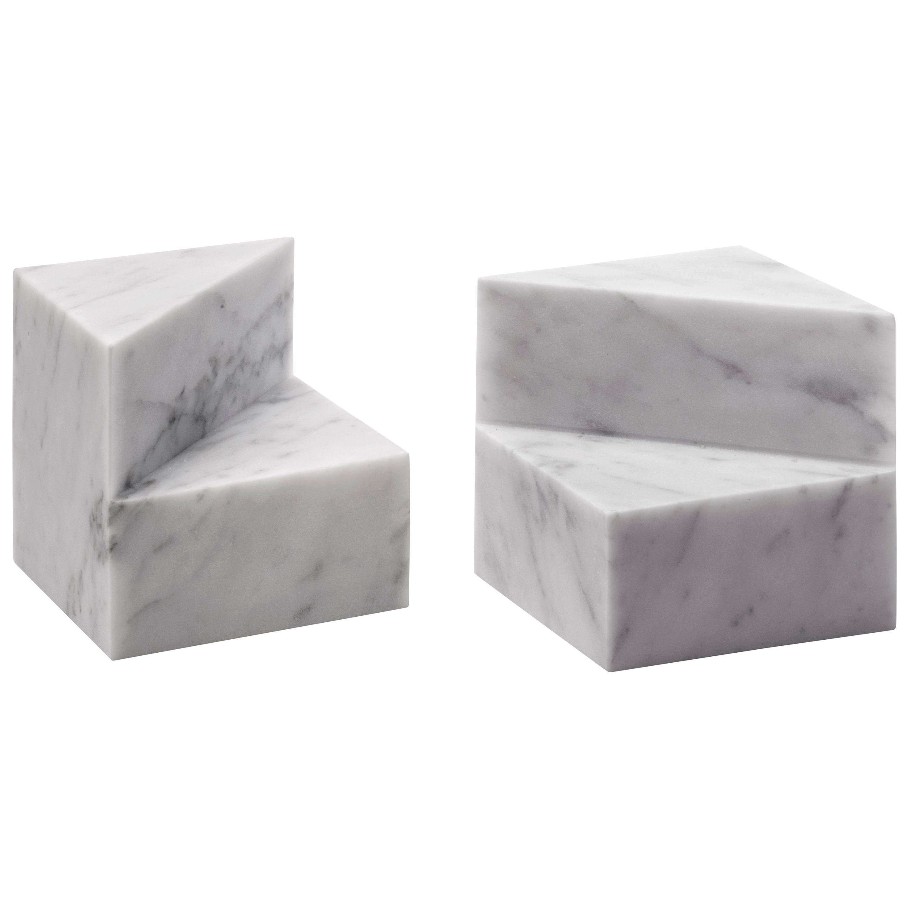 Modern Salvatori Kilos Cube Paperweight in Bianco Carrara Marble by Elisa Ossino For Sale