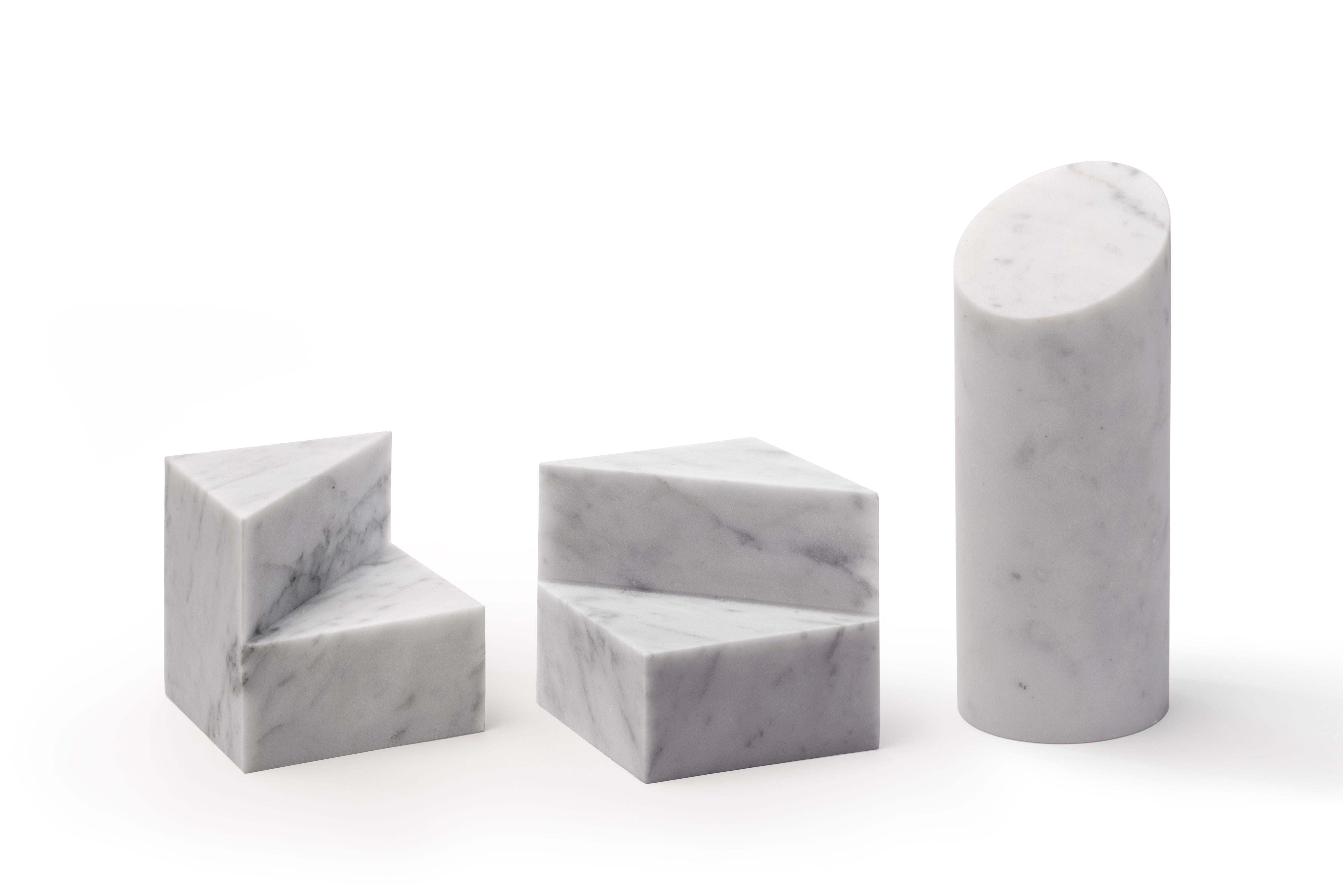 Modern Salvatori Kilos Cylinder Paperweight in Bianco Carrara Marble by Elisa Ossino For Sale