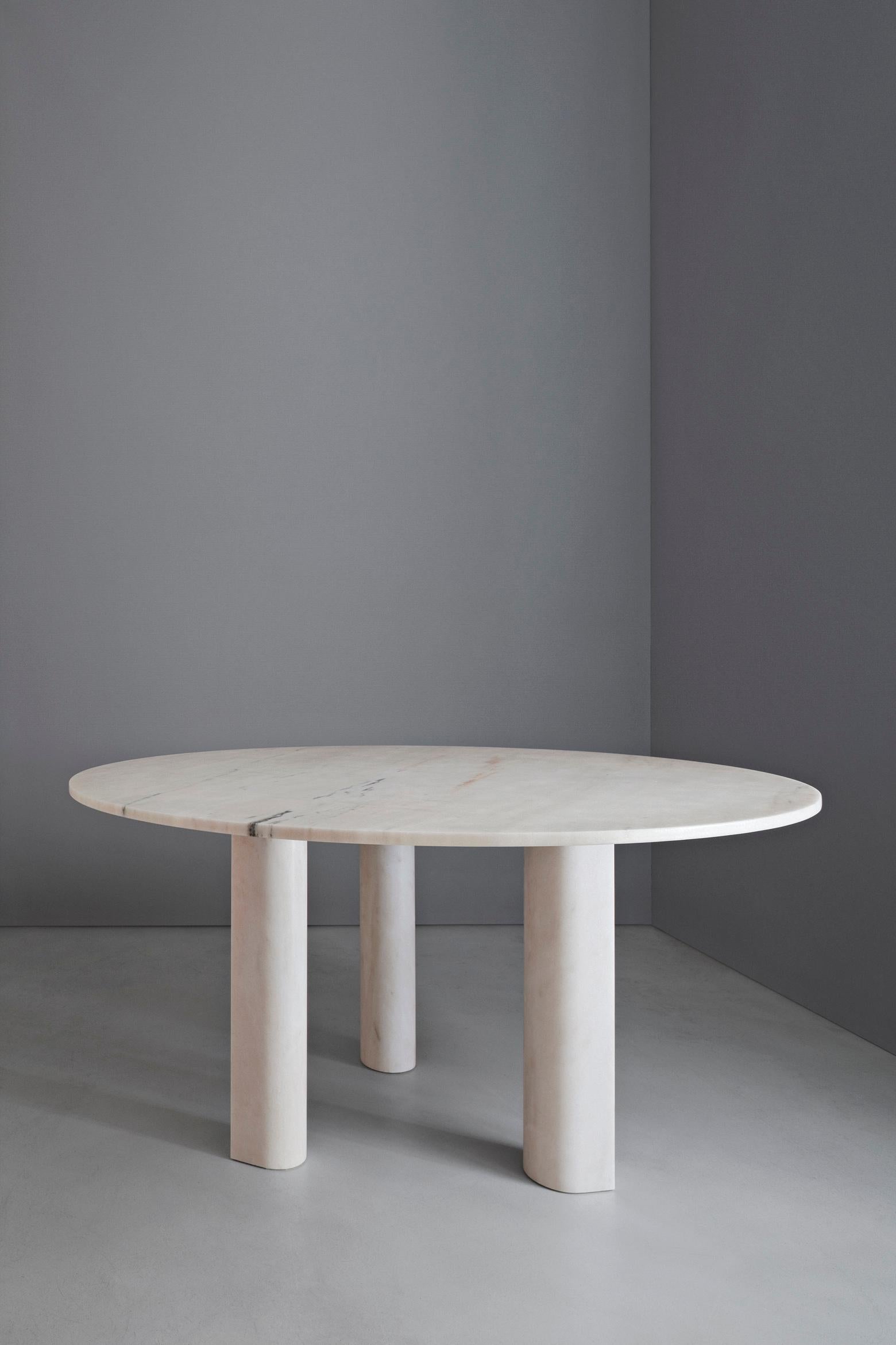 Italian Salvatori 'Love Me, Love Me Not' Round Dining Table in Rosa Portogallo Marble For Sale