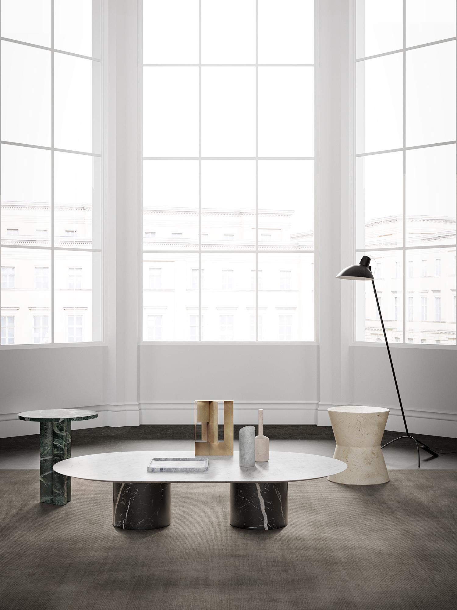Contemporary Salvatori 'Love Me, Love Me Not' Round Side Table in Verde Alpi Marble For Sale