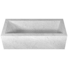 Salvatori Oyster Bathtub in Bianco Carrara Marble with Honed Texture