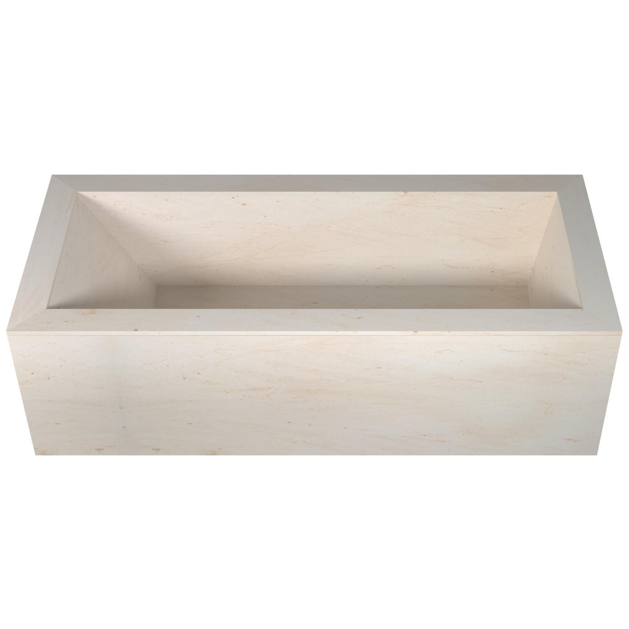 Salvatori Oyster Bathtub in Crema d'Orcia Stone with Honed Texture For Sale