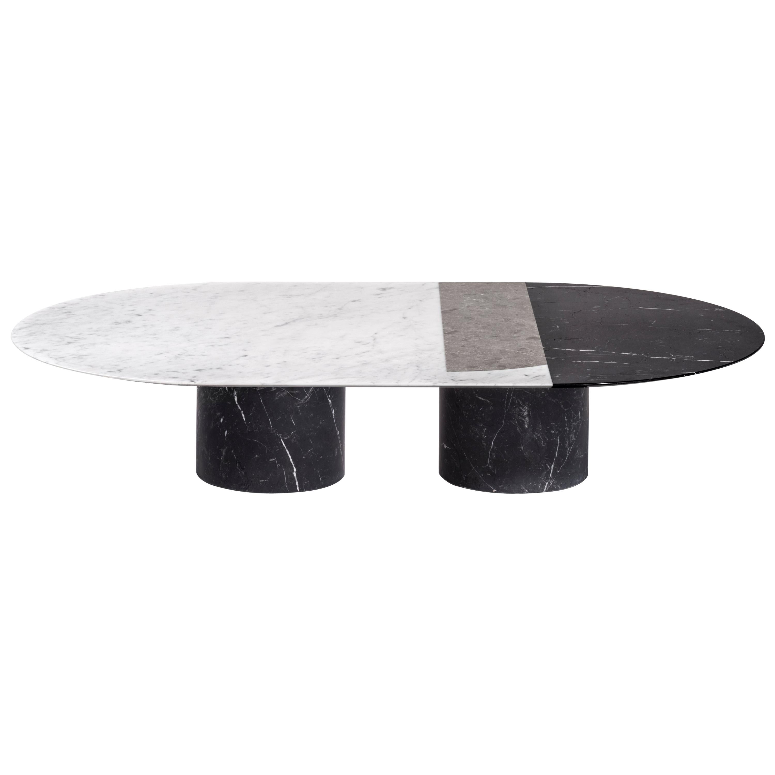 Salvatori Proiezioni Coffee Table in Black, White, & Gray Marble by Elisa Ossino For Sale