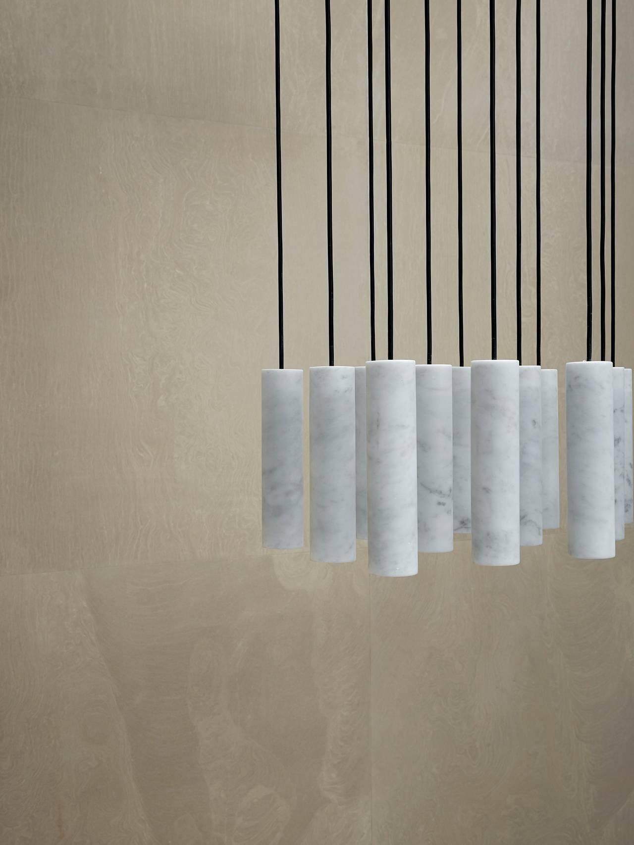 Modern Salvatori Silo Chandelier in Bianco Carrara Marble by David Lopez Quincoces For Sale