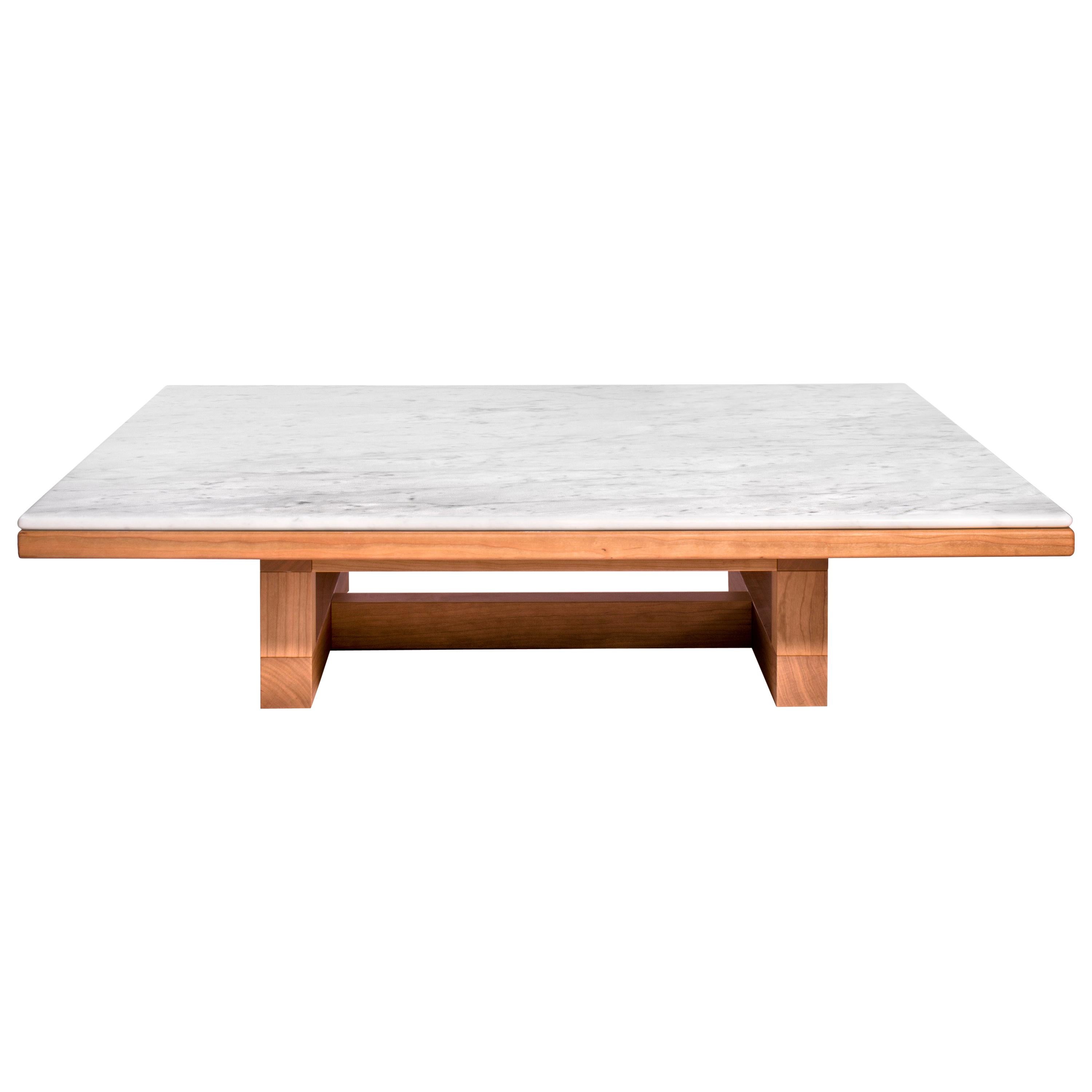 Salvatori Span Coffee Table in Bianco Carrara and Cherrywood by John Pawson For Sale