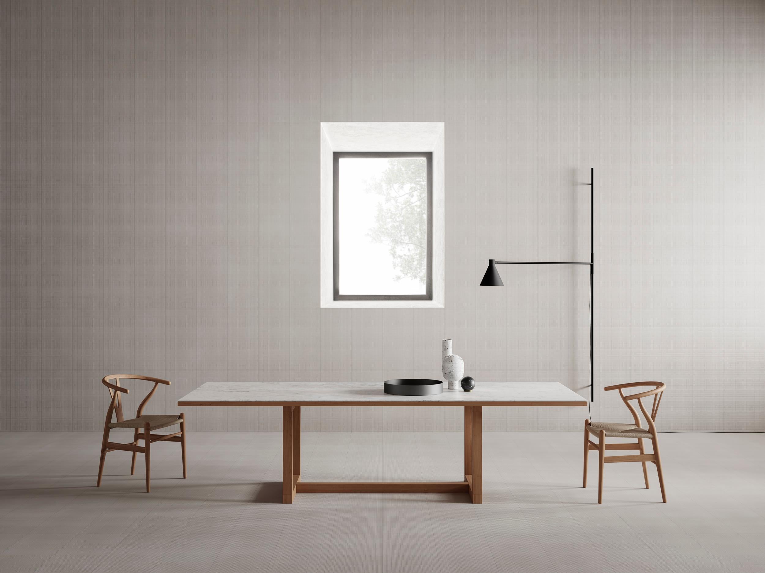 Contemporary Salvatori Span Dining Table in Bianco Carrara and Cherrywood by John Pawson For Sale