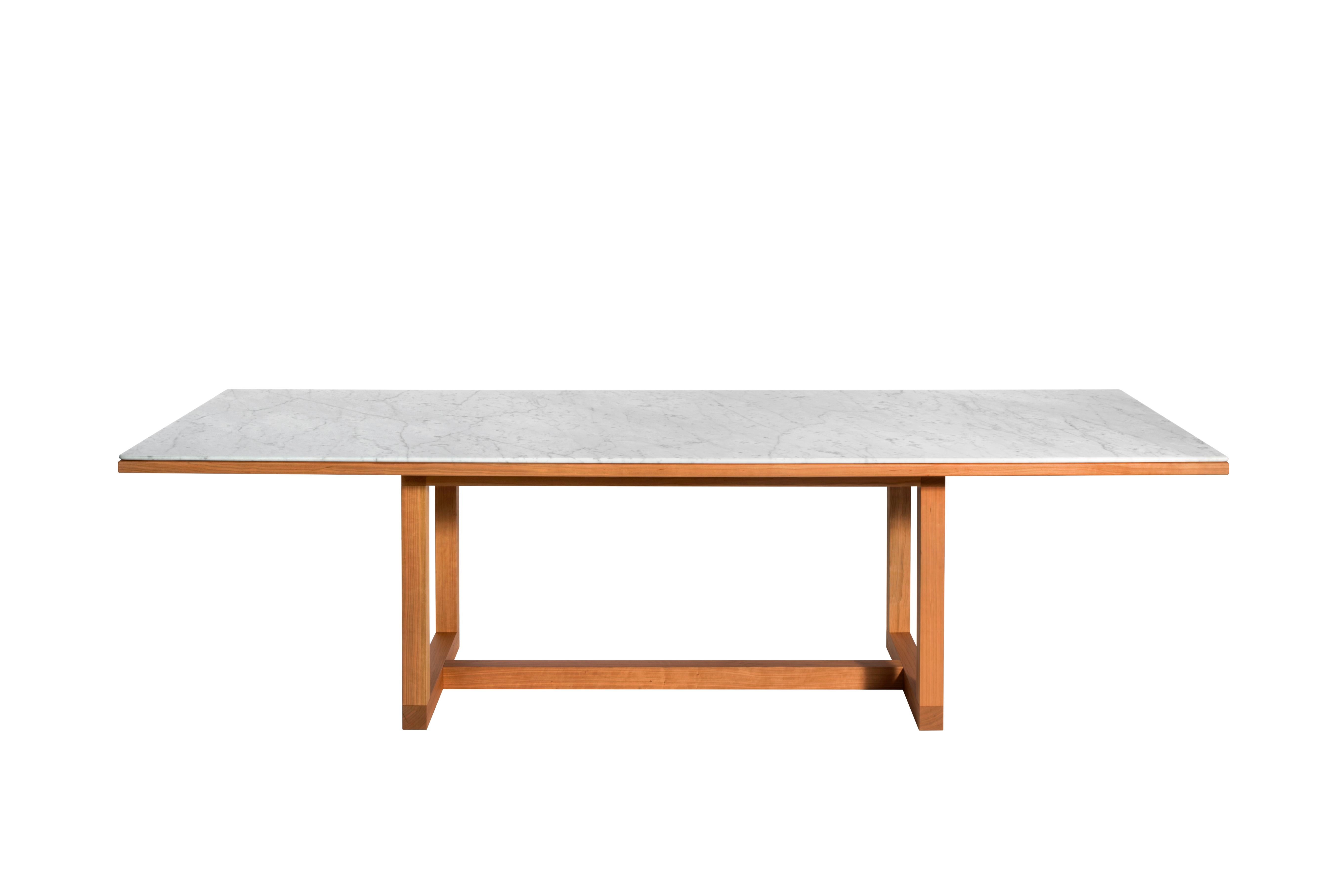 Salvatori Span Dining Table in Bianco Carrara and Cherrywood by John Pawson For Sale