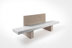 Salvatori Span Outdoor Bench in Bianco Carrara with Backrest by John Pawson
